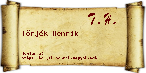 Törjék Henrik névjegykártya