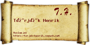 Törjék Henrik névjegykártya